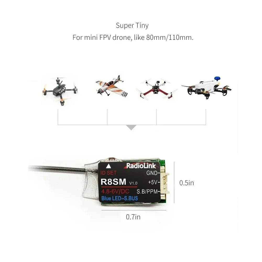 Radiolink R8SM 8-Channel 2.4G  - Receiver Sbus 8Ch recension och pris